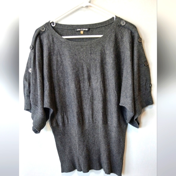 Cable & Gauge women's Large gray short sleeve peplum sleeve sweater - Picture 1 of 7